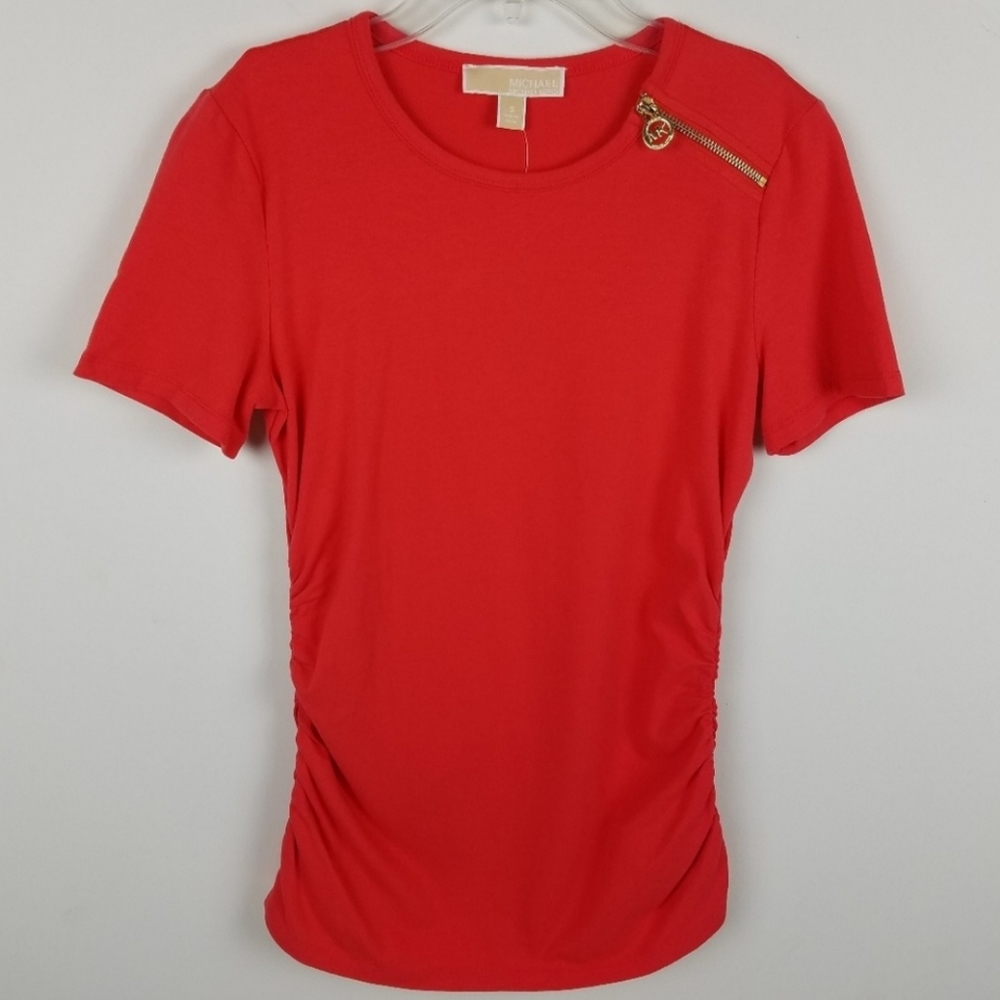 Michael Kors Orange Ruched Top Small NWT